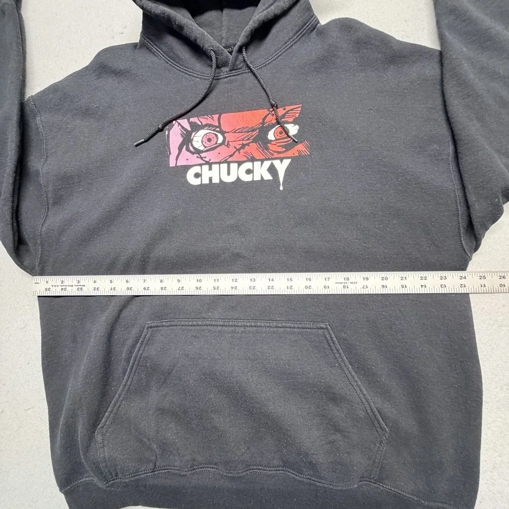 Chucky Let's Be Friends Hoodie Black Horror Childs Play Graphic Pullover Size XL
